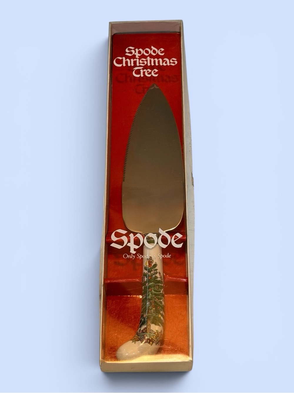 Spode Christmas Tree‎ Pastry Server England Stainless Steel Ceramic Handle w/Box